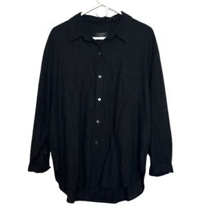 Banana Republic Linen Blend Shirt Womens XL Button Front Oversized Black